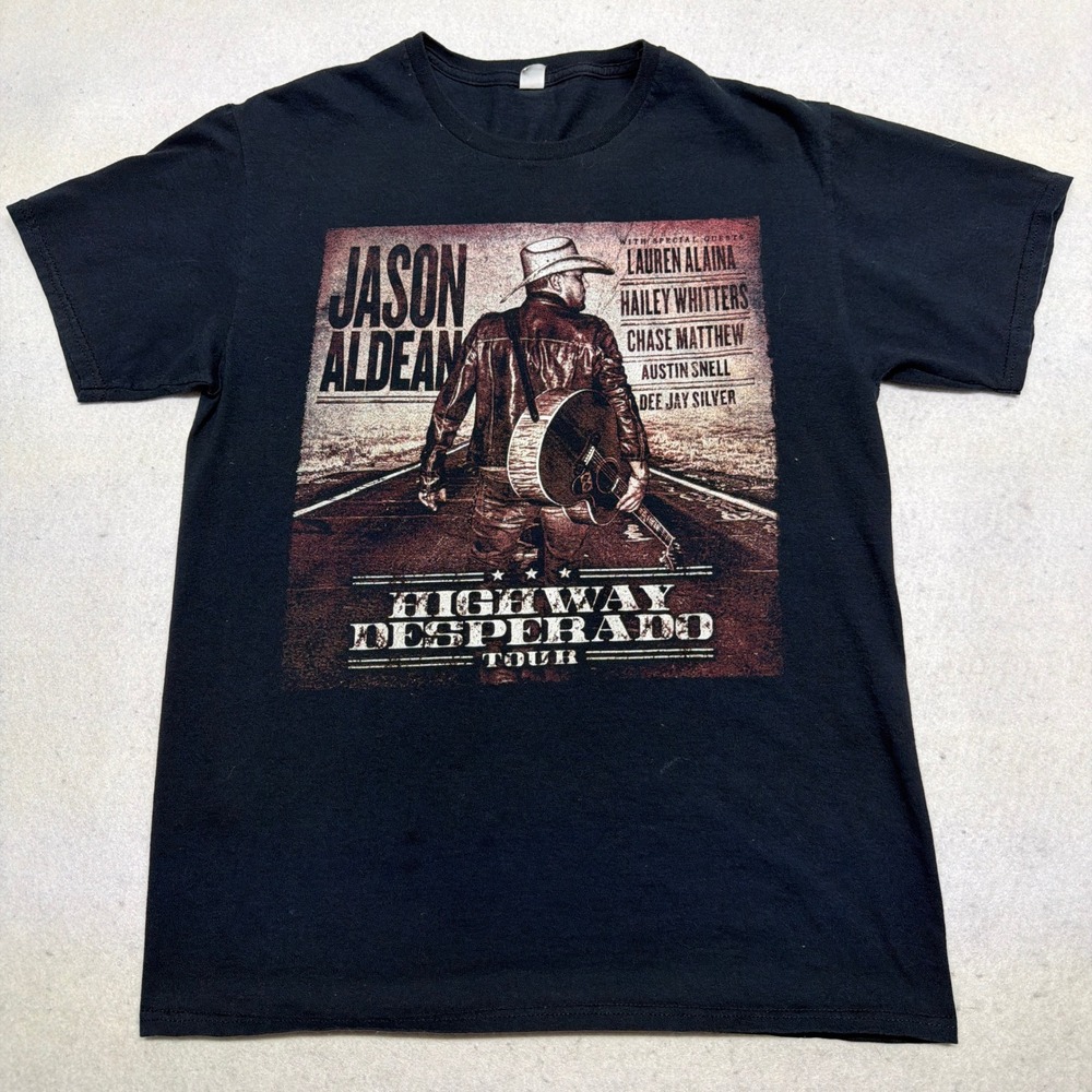 Jason Aldean Highway Desperado Tour 2023 T-Shirt Black Fruit of the Loom Medium